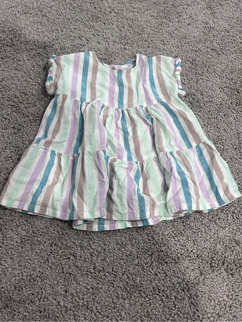 Carter's Pastel Stripe Tiered Dress in Mint, Lavender, Blue and Cream